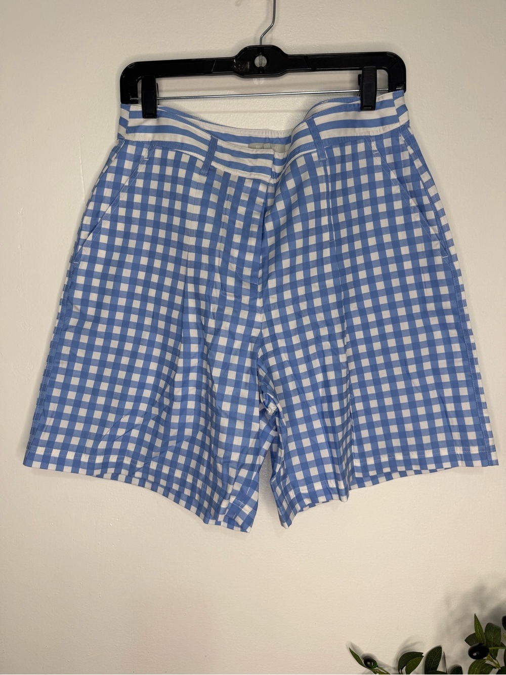 NWOT HINDON WU LYNETTE and White Gingham High-Waist Shorts